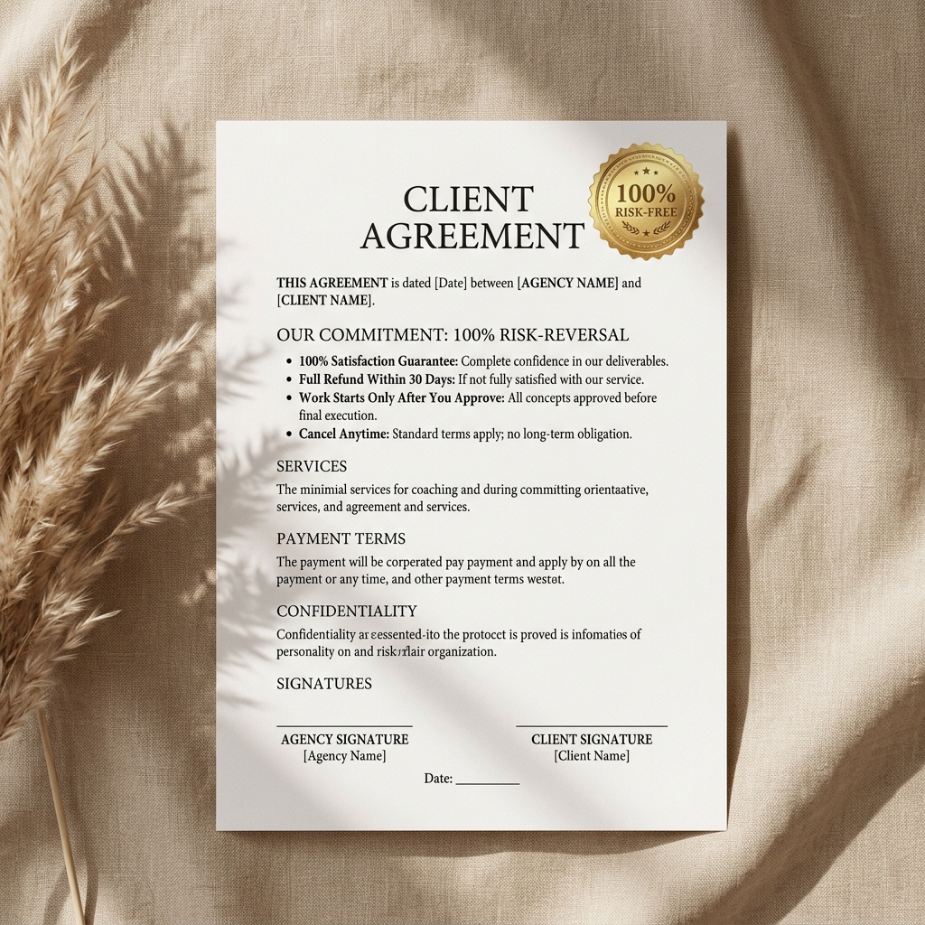 1-Page Client Agreement Risk-Reversal Mockup