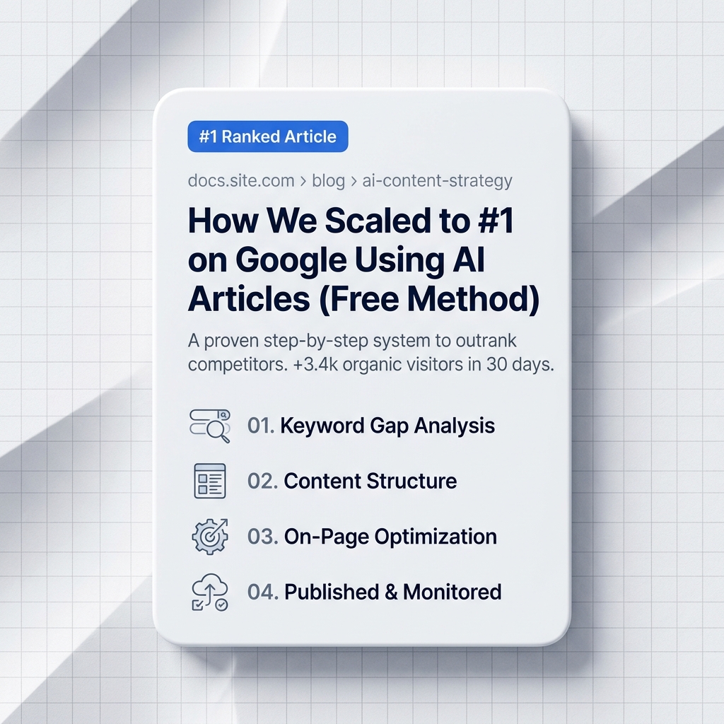 How We Scaled to #1 on Google Using AI Articles Mockup